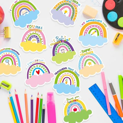 Xqumoi 30 Pack Boho Rainbow Teacher Sticky Notes - Spring Self Sticky Notepads Writing Memo Pads Teacher Appreciation Gift Back to School Office Supplies Birthday Party Favors Goodies Bag Fillers - style: Boho Rainbow (Teacher)