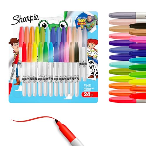 Sharpie Permanent Markers, Toy Story 5 Packaging, Assorted, Fine Point, 24 Count - size: Fine Tip, style: Toy Story