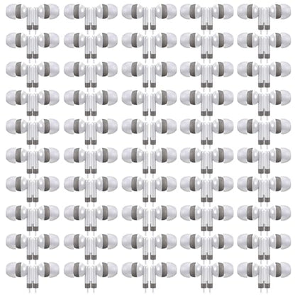 50 Pack Earbud Bulk Headphone for Classroom Earphone Earbud with Wire Individually Bagged Wired in Ear Buds(White) - color: White