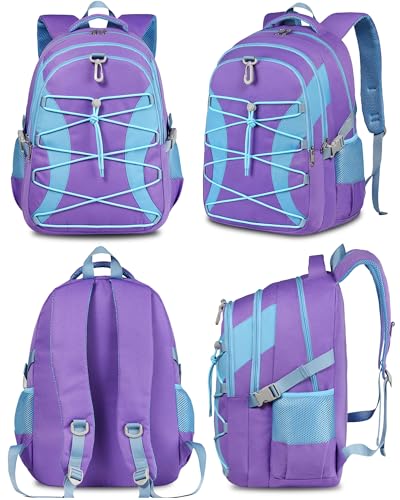 BLUEFAIRY Middle High School Backpack for Boys Girls Large Bookbag with Laptop Compartment Back to School Book Bags for Teens Teenagers Mochilas Escolares para Niños Niñas (Purple/Blue, Solid) - color: Purple/Blue