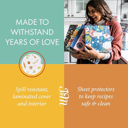 Jot & Mark 8.5"" x 11"" Sturdy 3 Ring Recipe Binder with Spill-Proof Clear | 50 Recipe Cards + 25 Sleeve Protectors + 5 Full-Page Sleeves + 6 Divider Tabs | 8.5x11 3-Ring - color: Kitchen Toolkit, size: 8.5" x 11"