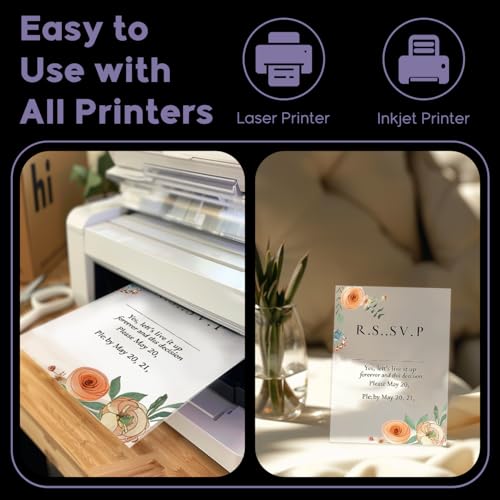 Vellum Paper 8.5 x 11 Translucent Printable, 100 Sheet（100gsm/68lb Vellum Tracing Paper, Translucent Vellum Paper for Invitation, Greeting Cards, Tracing Paper Pad for Drawing, Sketching, Writing - size: 8.5" x 11", 100 Pack
