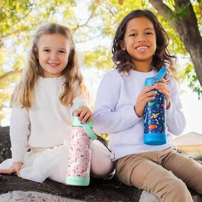 Fimibuke Kids Insulated Water Bottle, 18oz BPA FREE 18/8 Stainless Steel Kid Cup with Straw Travel Tumbler Double Wall Vacuum Leak Proof Toddler Water Bottle for School Boy Girl(1 Pack,White Dinosaur) - color: A12. White Dinosaur