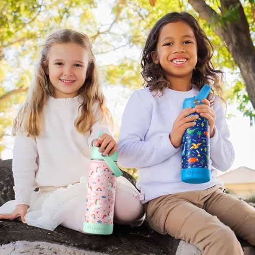 Fimibuke Kids Insulated Water Bottle, 18oz BPA FREE 18/8 Stainless Steel Kids Cup with Straw Travel Tumbler Double Wall Vacuum Leak Proof Toddler Water Bottle for School Boys Girls(1 Pack, Rainbow) - color: A1. Rainbow