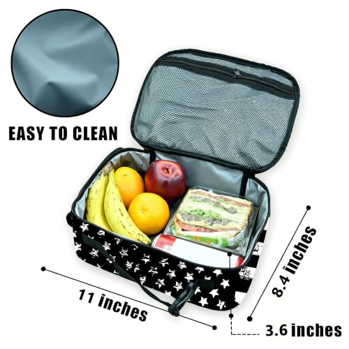 American Flag Fish Lunch Bag Insulated Reusable Lunch Box Kids Girls Boys Cooler Thermal Tote Bag For Men Women School Work Picnic - color: Flag Fish