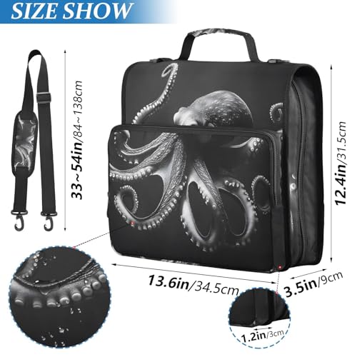 3 Ring Zipper Binder with Shoulder Strap Octopus 1.5 inch Binders Keeper Large Capacity Multi Pockets for School Office Supplies - color: Multi400, size: Fit 500 Sheets