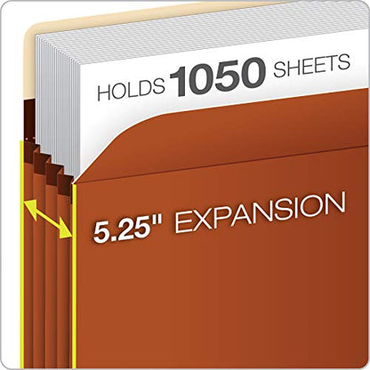 Pendaflex Expanding Accordion File Pockets, Extra Durable, Expands 5.25", Letter Size, Reinforced with Dupont Tyvek Material, 10/Box (15422) Brown