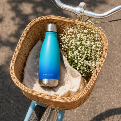 CHILLOUT LIFE 12oz Kids Insulated Stainless Steel Water Bottle, Leak Proof | Small Metal Water Bottle, Keeps Drinks Cold 24H & Hot 12H, Leak-Proof Screw Lid, Perfect for School, Travel & Sports - color: Ocean Blue