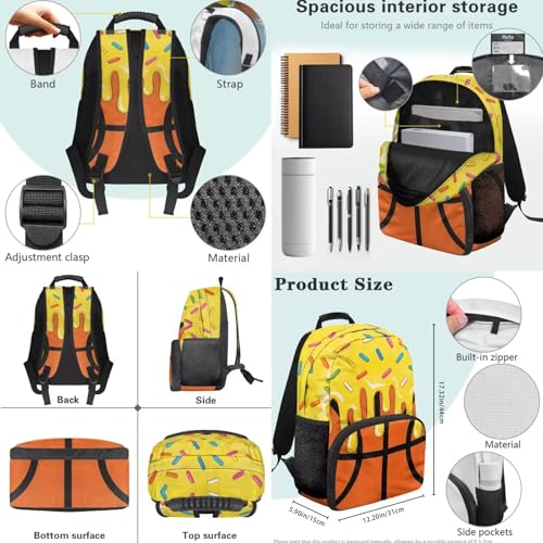 Ice Cream Basketball 3PCS Backpacks for Boys Girls, 3 in 1 School Bag with Insulated Lunch Box Pencil Case for Middle High School Students - color: Ice Cream Basketball