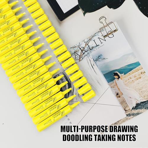 Buecs Highlighters Bulk Pack, 96 Count, Chisel Tip,Fluorescent Yellow, suitable for Adults Highlighting Planner Notes, Office School Supplies
