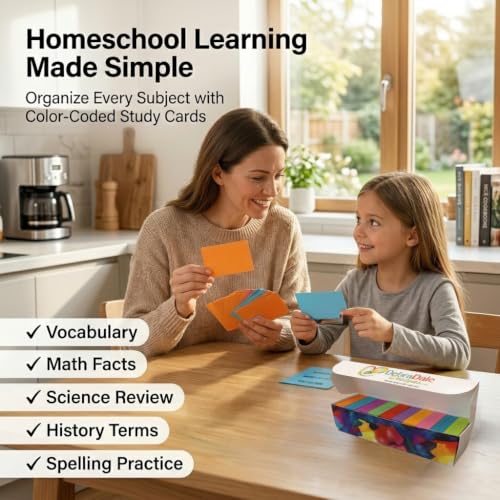 Mini Flash Cards 1000 Pack, Neon Study Cards for Active Recall, USA Made | Color-Coded Learning Cards for Vocabulary, Nursing School, Language Learning, Memory Retention & Exam Prep - style: Unpunched