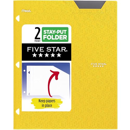 Five Star 2-Pocket Folder, Plastic Folder with Stay-Put Tabs, Fits 3-Ring Binder, Holds 8-1/2" x 11" Paper, Harvest Yellow (333420K-ECM) - color: Harvest Yellow