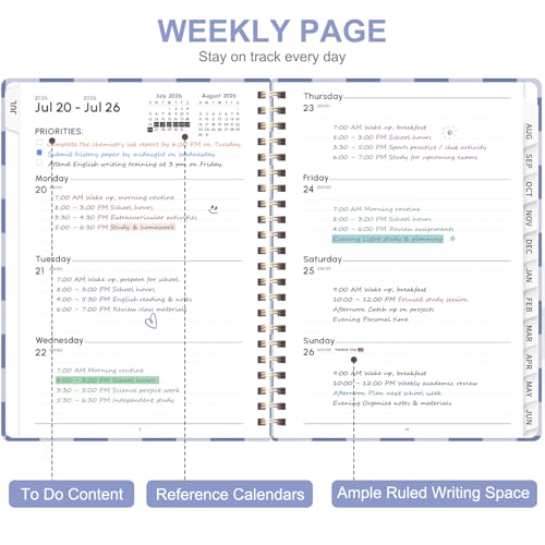 Planner 2026-2027, Weekly and Monthly Academic Year Calendar Planner, July 2026 - June 2027, Daily Agenda Book for Office School Supplies, A5(6.3'' x 8.5'') - color: 2607-Periwinkle Grid, size: 6.3"x8.5"(Jul 2026-Jun 2027)