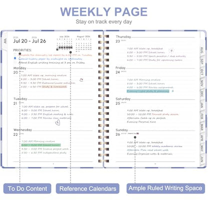 Planner 2026-2027, Weekly and Monthly Academic Year Calendar Planner, July 2026 - June 2027, Daily Agenda Book for Office School Supplies, A5(6.3'' x 8.5'') - color: 2607-Periwinkle Grid, size: 6.3"x8.5"(Jul 2026-Jun 2027)