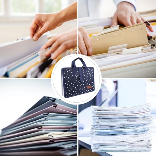 TEHAUX File Folder with Handle 13-Pocket Expanding File Organizer Waterproof Oxford Document Storage Bag for A4 Papers Receipts Cards Vouchers Home Office School Travel