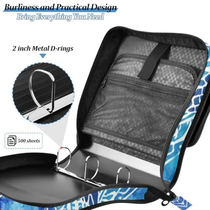 Sea Turtle Tie Dye Zipper Binder Bag 3 Ring with Handle Shoulder Strap, Binder File Organizer Bag Storage Case for School Work Office