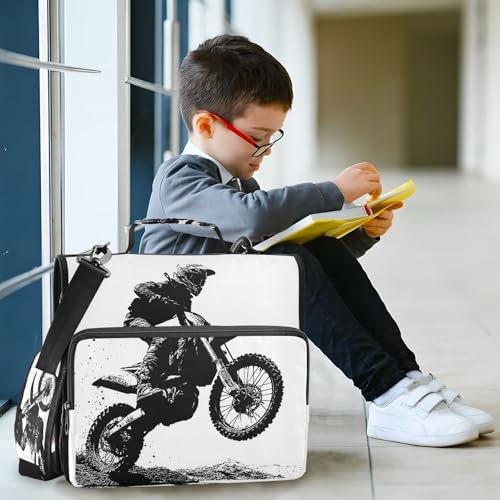 Motocross Rider Zipper Binder for School with Shoulder Strap & Extra Pockets - 1.5 Inch 3-Ring Binder Holds 500+ Sheets, Textbooks, Laptop#177