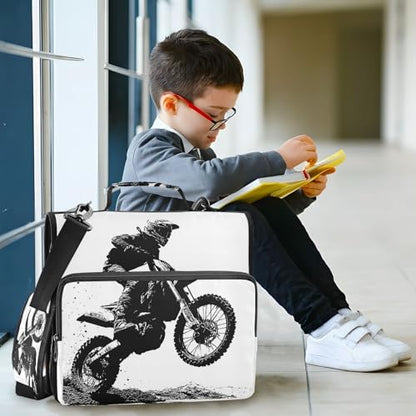 Motocross Rider Zipper Binder for School with Shoulder Strap & Extra Pockets - 1.5 Inch 3-Ring Binder Holds 500+ Sheets, Textbooks, Laptop#177