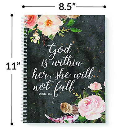 Gotcha Covered Notebooks Softcover She Will Not Fall 8.5" x 11" Religious Spiral Notebook/Journal, 120 College Ruled Pages, Durable Gloss Laminated Cover, White Wire-o Spiral. Made in the USA - color: She Will Not Fall