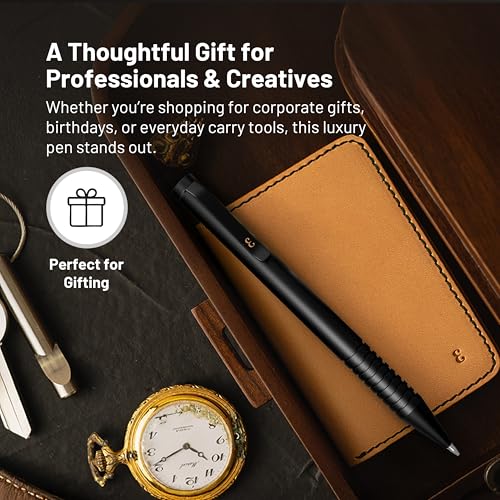 Everyman Black Grafton Mini Twist Refillable 0.7mm Gel Ink Pen | Sleek Anodized Aluminum Pocket Pen with Grooved Grip | Smooth Writing EDC Ink Pen for Office, Travel, Work & Gifting - color: Black, style: Twist