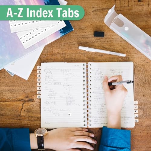 Aixoom A-Z Small Alphabet Index Tabs Self-Adhesive A-Z Letter Index Tabs Transparent Permanent Alphabetical Stickers for Notebooks Dictionary Files (208) - color: White