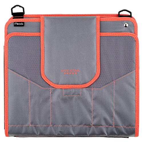 Five Star Sewn Zipper Binder, Fabric, 2 Inch 3 Ring Binder With 4 Inch Capacity, Assorted Colors, Color Selected For You, 1 Count (Pack of 1) - color: Grey,orange, size: 1 Count (Pack of 1)