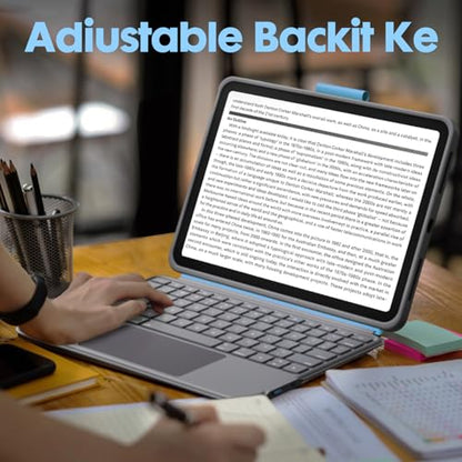 Wireless Keyboard Case for iPad 10th Generation, Bluetooth Wireless Detachable Magnetic Stand Rechargeable Keyboard with Folio Slim Compact Removable Cover with Trackpad, Backlit Keys - color: Blue