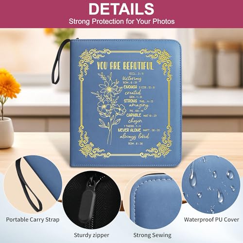 Easter Gift You Are Beautiful Zipper Photos Binder Album 3x5 4x6 5x7 6x8 DIY Magnetic Photo Album for Women Religious Gifts Inspirational Gifts. (Album Beautiful-Light Blue) - color: Album Beautiful-Light Blue