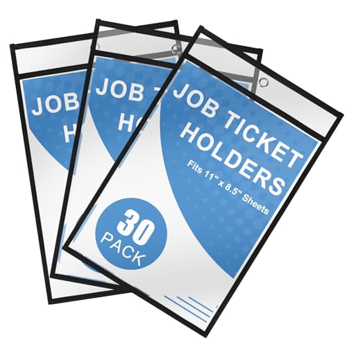 Heavy Duty Sheet Protectors 8.5 x 11 Job Ticket Holders, 30 Pack Dry Erase Pockets Plastic Paper Sleeves Clear Sleeves for Paper Clear Document Protectors for Shop Office Classroom Home, Black - size: 8.5 x 11, style: 30 pack