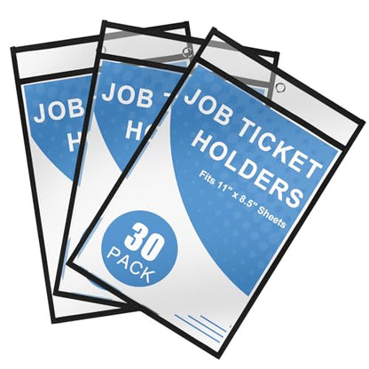 Heavy Duty Sheet Protectors 8.5 x 11 Job Ticket Holders, 30 Pack Dry Erase Pockets Plastic Paper Sleeves Clear Sleeves for Paper Clear Document Protectors for Shop Office Classroom Home, Black - size: 8.5 x 11, style: 30 pack