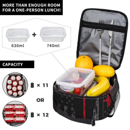 Weightlifting American Flag Lunch Bag 10In | Insulated Lunch Box Reusable Tote Bag For Picnic Office For Women Men - color: Style 1