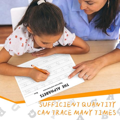 Eaasty 100 Pcs Alphabet Tracing Paper Trace Letters Alphabet Handwriting Practice Workbook Back to School for Kids Ages 3-5 Practice Paper to Write Letters for Pre K and Kindergarten (11.5x8.5 Inches) - size: 11.5x8.5 Inches