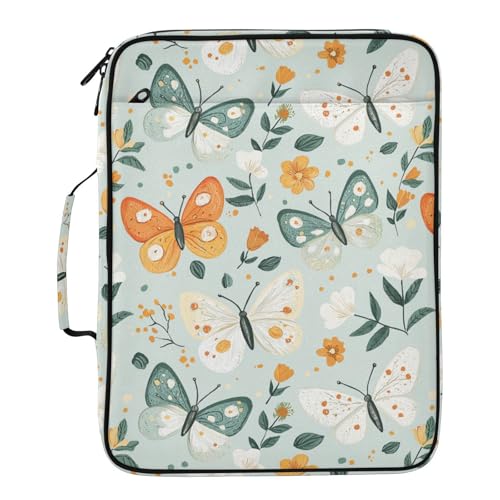 Zipper Binder Case with Handle, Portfolio Organizer 3 Ring Binder, Accordion 6-Tab Expanding File Folder Multiple Pockets Home School Office Documents Storage, Farmhouse Butterfly Flower - color: Multicolor 11