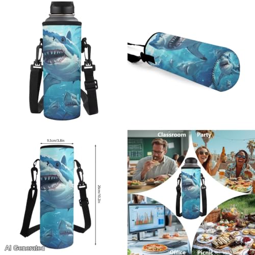 Blue Shark Backpack for Boys Kids Backpack with Lunch Box for Boys Set of 4 School Backpacks Matching Combo Back to School Gifts and Pencil Case Pouch for Teens Children Ages 6-17 17 inch - color: Blue Shark