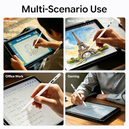 2-in-1 Stylus Pen for Touch Screen with LED Power Display, Universal Stylus Active Pencil for iPad 2018-2026, iPhone, Samsung, Android Tablet, Switch- Tilt Sensitivity Drawing, Fast Charge Digital Pen - color: White