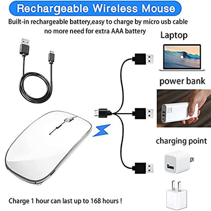 Bluetooth Mouse for iPad pro iPad Air Mac MacBook Pro MacBook Air MacBook Laptop Chromebook Win8/10/11 HP DELL PC - color: WHITE