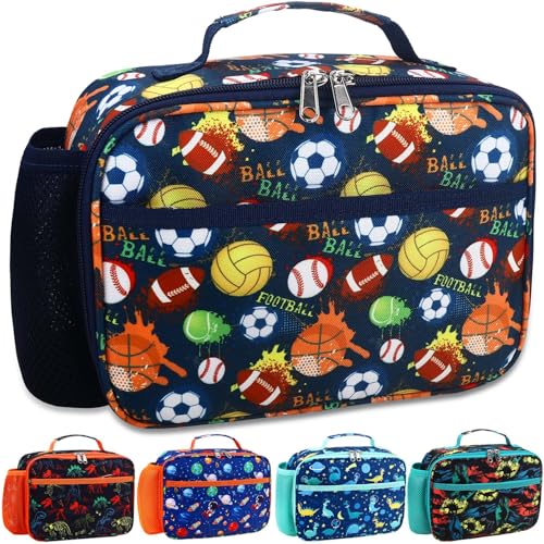 RHCPFOVR Kids Lunch Bag - Insulated Lunch Box for Boys Girls,Washable Lunch Bag and Reusable Toddler Leak-proof Lunchbox for School and Daycare - color: Deep Blue Sports