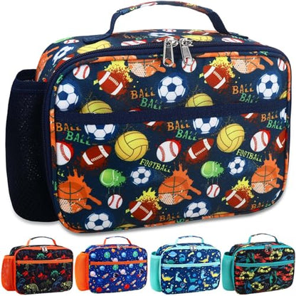 RHCPFOVR Kids Lunch Bag - Insulated Lunch Box for Boys Girls,Washable Lunch Bag and Reusable Toddler Leak-proof Lunchbox for School and Daycare - color: Deep Blue Sports