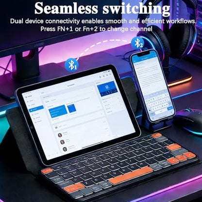 Foldable Keyboard with 7-Color Backlit & Any-Angle Stand | Portable Wireless Keyboard for Windows, iOS & Android,Compact Travel Bluetooth Keyboard for iPad/Phones/Z Fold/Galaxy Tab