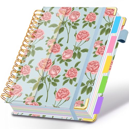 Spiral Journal Notebooks for Work, 300 Pages 5 Subject Notebook College Ruled with Dividers & Tabs, 8''x 10'' Large Notebook Journal for Women Students Note-Taking and Organizer (Blushing Rose) - color: Blushing Rose, size: 8''x 10''