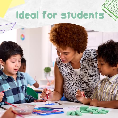 12 Count Green Pencil Erasers Rectangular Rubber Eraser Bulk for Bag Supplies Gift Teacher Student - color: Green