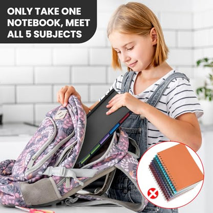 Pivotable Refillable Notebook, 3 Ring Binder Notebooks 1 Inch, Notebook with Dividers and Pockets, Folder Notebook, Flexible Binder, Soft Binders 3 Ring, Foldable Binder- Black - color: 1 Pcs Black