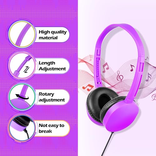 Kids Headphones Bulk 20 Pack for Classroom School,3.5mm Jack | Class Set of Headphones for Students Teens Children 3.5mm Jack