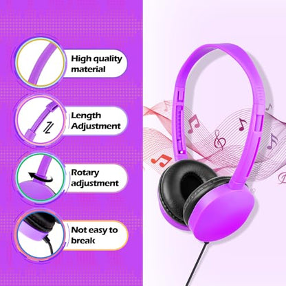 Kids Headphones Bulk 20 Pack for Classroom School,3.5mm Jack | Class Set of Headphones for Students Teens Children 3.5mm Jack