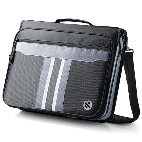 2-Inch 3 Rings Zipper Binder, Holds 15-Inch Laptop, Handle and Shoulder Strap Included, Black - color: Dark
