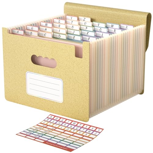 ABC life 26 Pockets Accordion File Organizer, High Capacity Expanding File Folder for Letter A4 Size, Portable Document Holder with A-Z Tabs for Tax Receipt, Teacher & Home Office - Butter Yellow - color: Butter Yellow