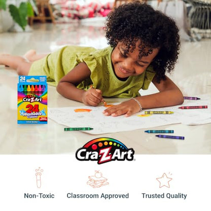 Cra-Z-Art Washable Crayons, Bulk Pack, 24 Count, 6 Packs of Crayons, Bulk School Supplies for Classroom, Back to School Essentials - size: 24 Count (Pack of 6)