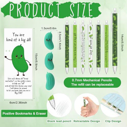 AmazingSpark 30 Sets Back to School Pencils Inspirational Pickle Pencil Gifts Bulk 6 Styles 0.7 mm Mechanical Pencils with Erasers Positive Cards for for School Student Teacher Nurse Staff - style: Pickle