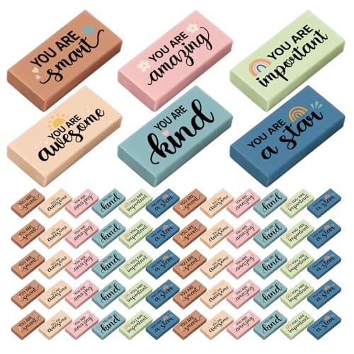 FYSUIMU 180Pcs Boho Inspirational Eraser Back to School Bulk Colorful Motivational Phrase Erasers for Classroom Stationery Supplies
