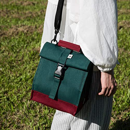 SUNNY BIRD Insulated Lunch Bag Rolltop Lunch Box (Green) - color: Green